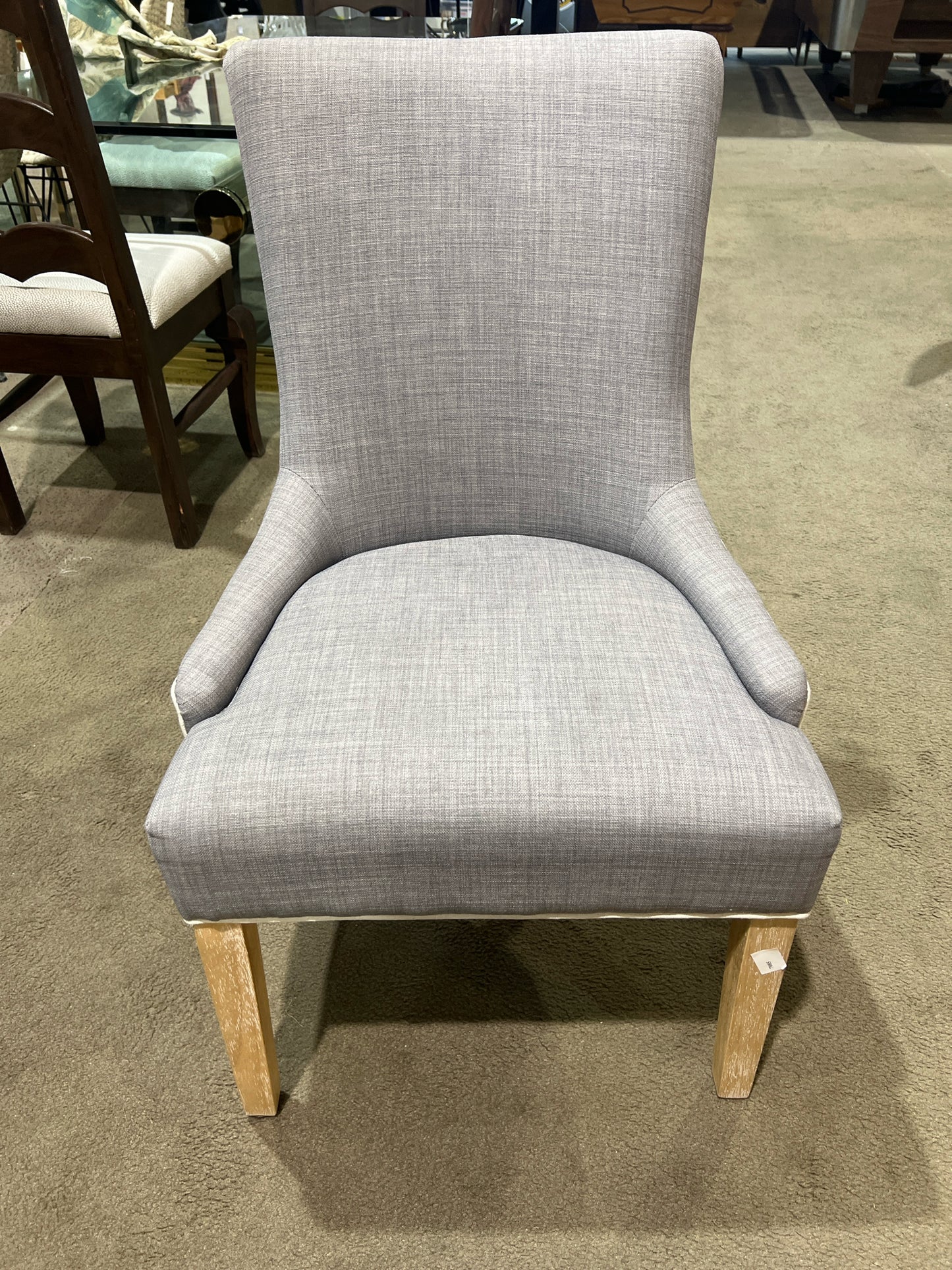 Gray Fabric Contrast Piping Dining Chair