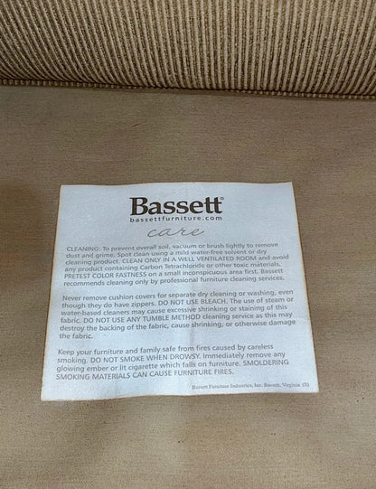 Bassett Tan Rolled Arm Fabric Club Chair