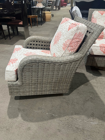 Braxton Culler Gray Wicker & Floral Fabric Outdoor Rocking Chair