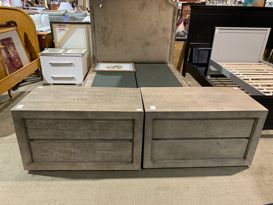 Restoration Hardware Grey 2 Drawer Reclaimed Wood Nightstand