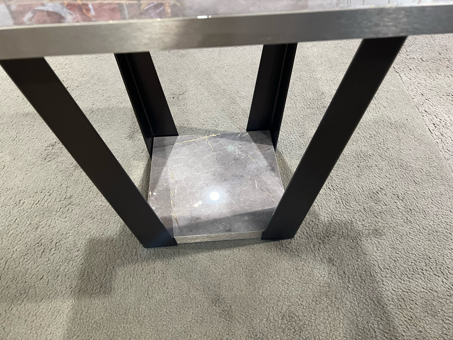 Black Metal & Faux Stone End Table