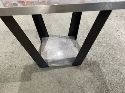 Black Metal & Faux Stone End Table