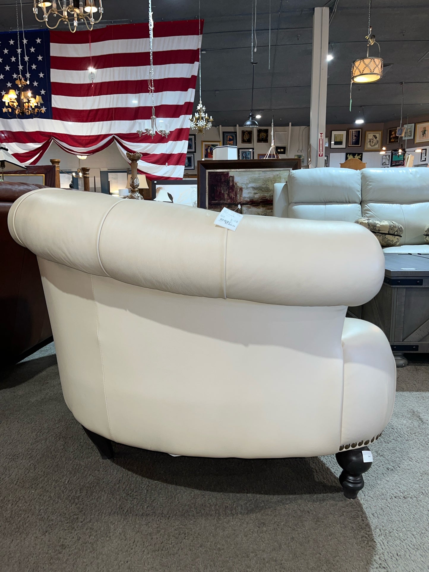 Natuzzi Cream Chesterfiled Sofa