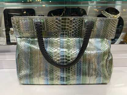 Nada Sawaya Metallic Striped Python Tote