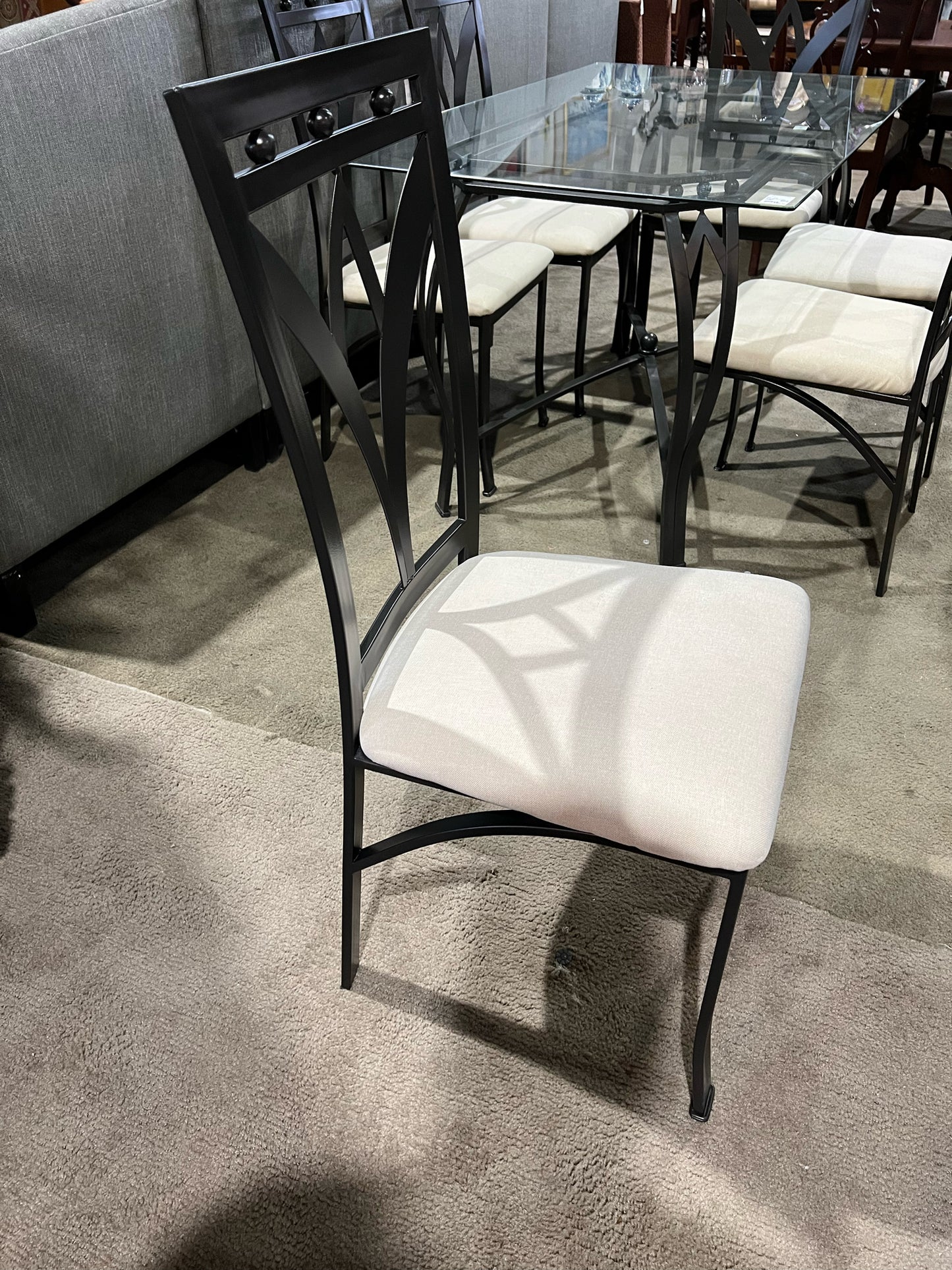 Black Metal Frame & Glass Top Hairpin Style Dining Set