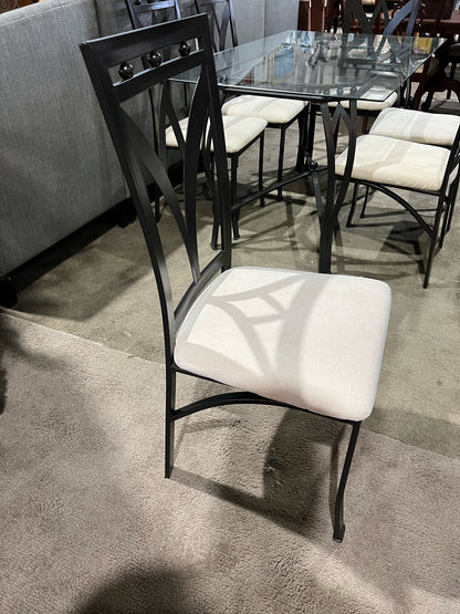 Black Metal Frame & Glass Top Hairpin Style Dining Set