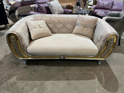 Low Custom Snakeskin Fabric Loveseat Set