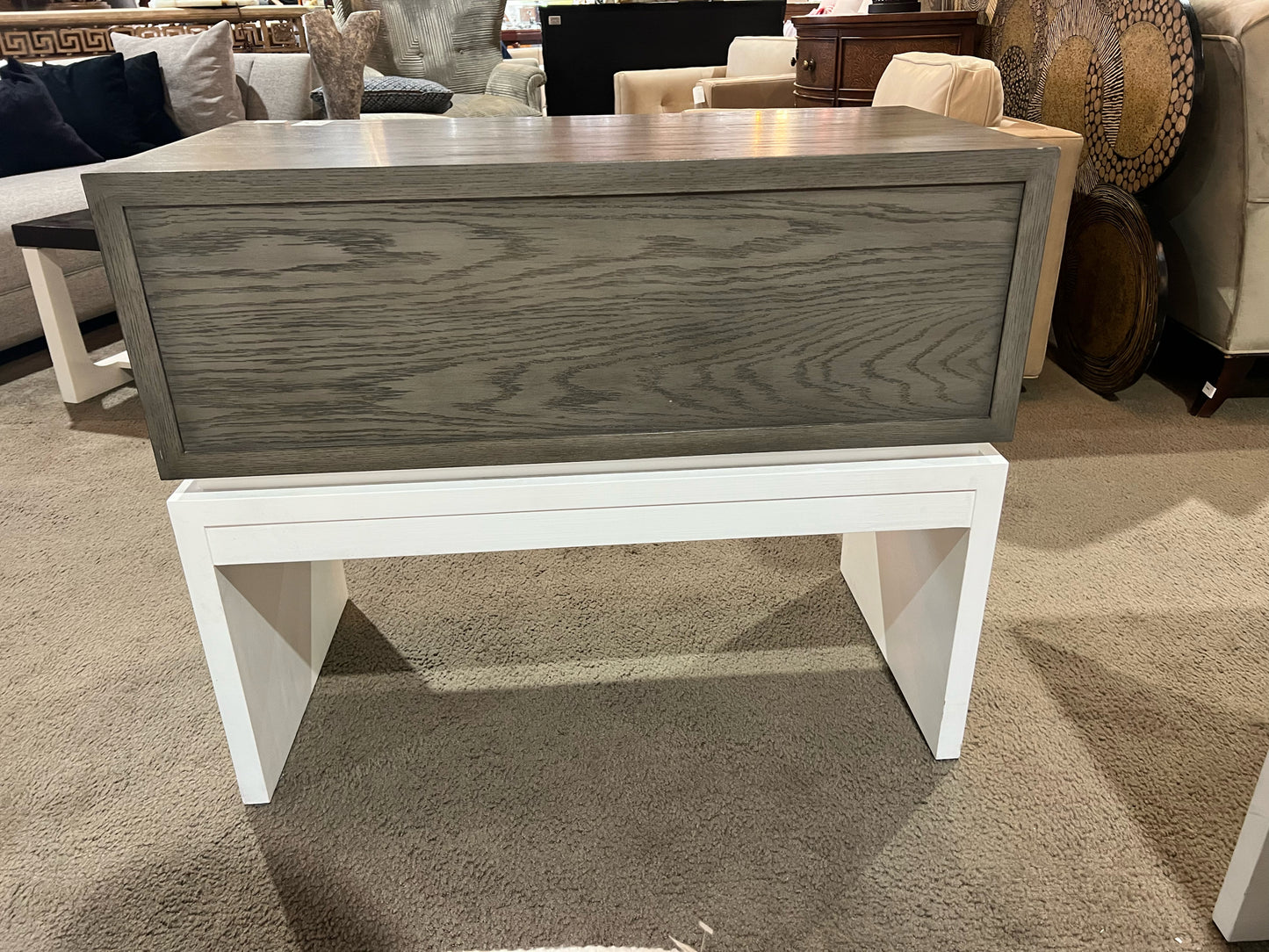 Bernhardt Gray & White Wood Goodman Nightstand