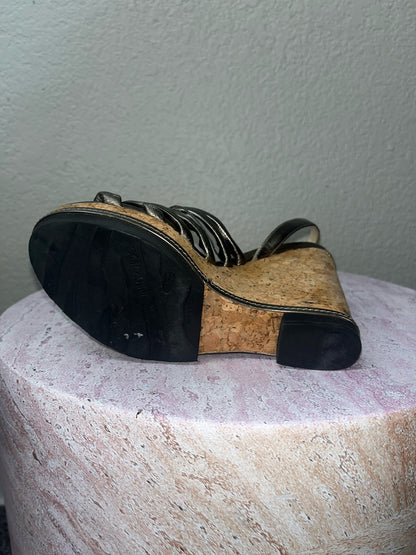 Jimmy Choo Gold Corkwedge Sandals