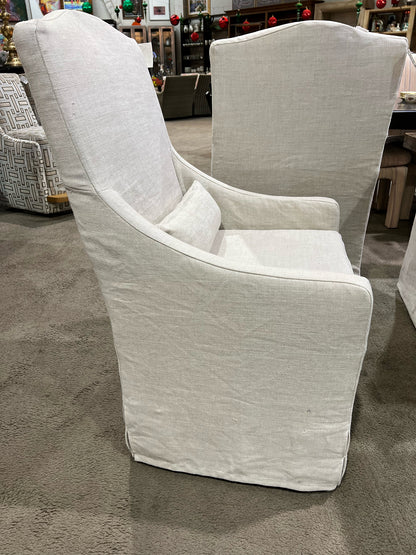 Restoration Hardware Tan Fabric "Belgian Slope" Slip Cover Chair