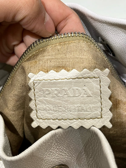 Prada White Perforated Leather Bucket Bag