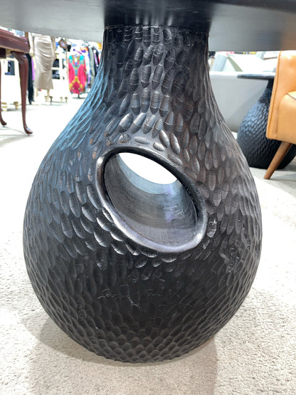 Black Carved Oval Side Table