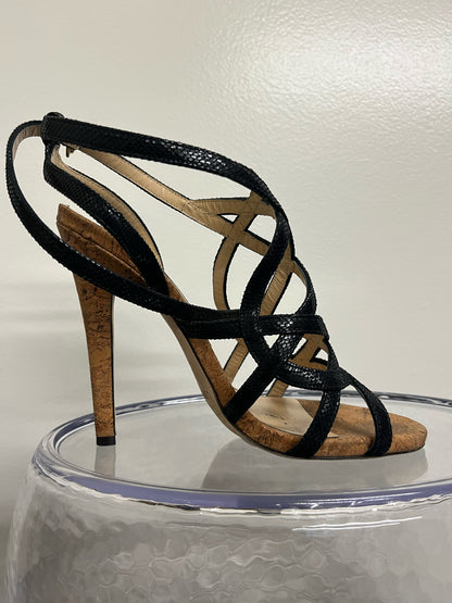 Jimmy Choo Black Strappy Cork-sole Sandals