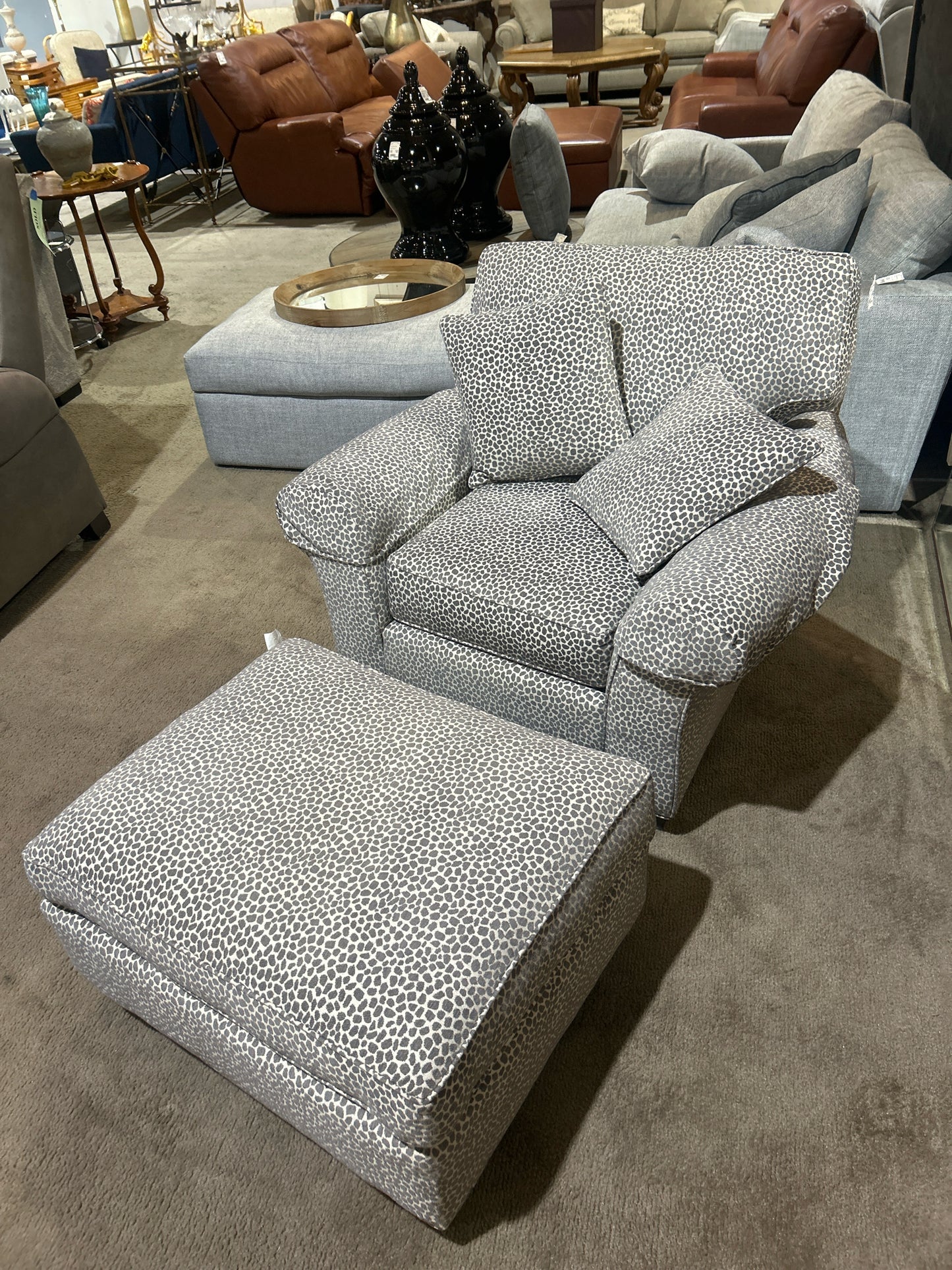 Gray & White Cheetah Print Chair