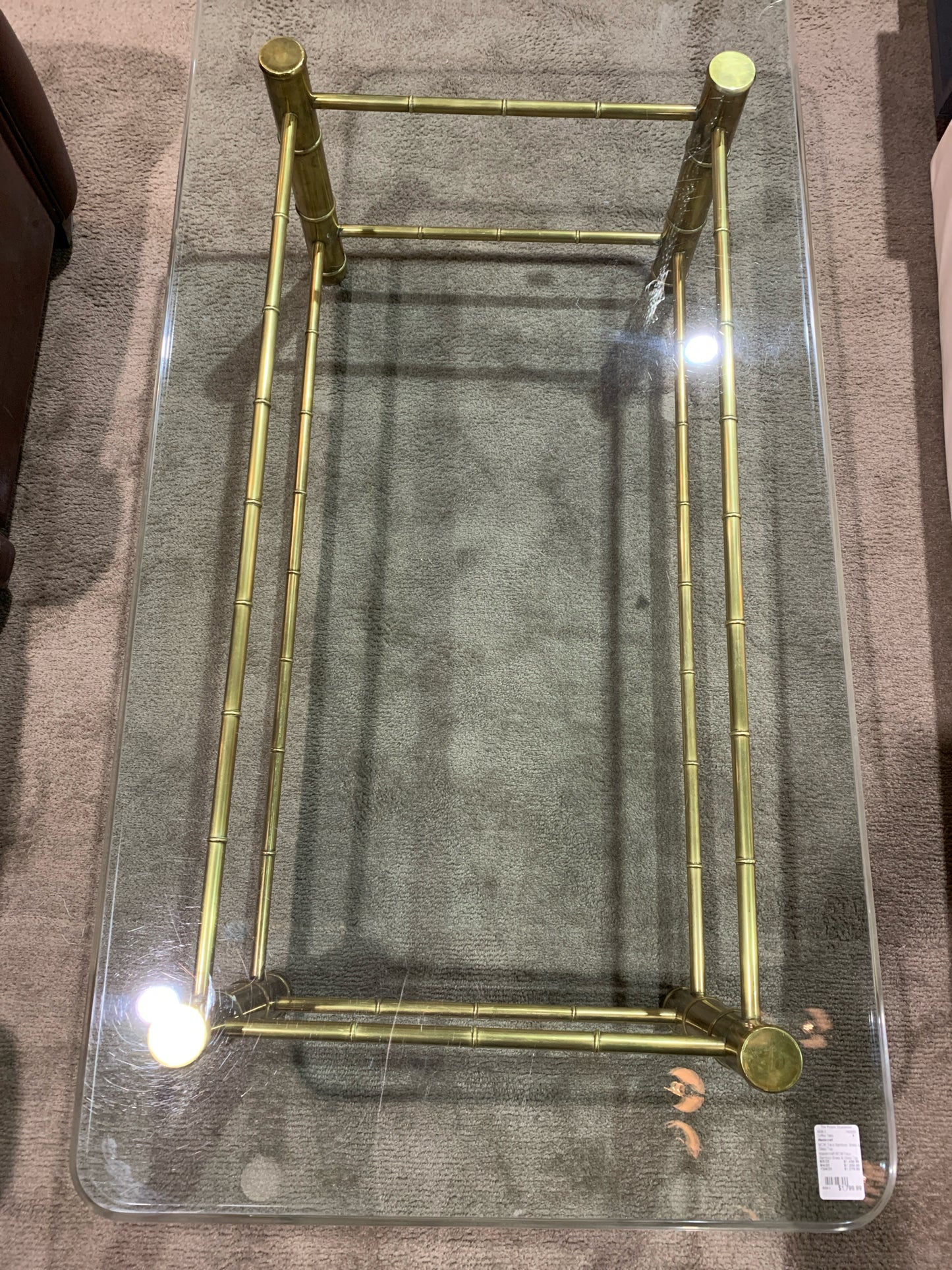 Mastercraft MCM Faux Bamboo Brass &amp; Glass Top Coffee Table