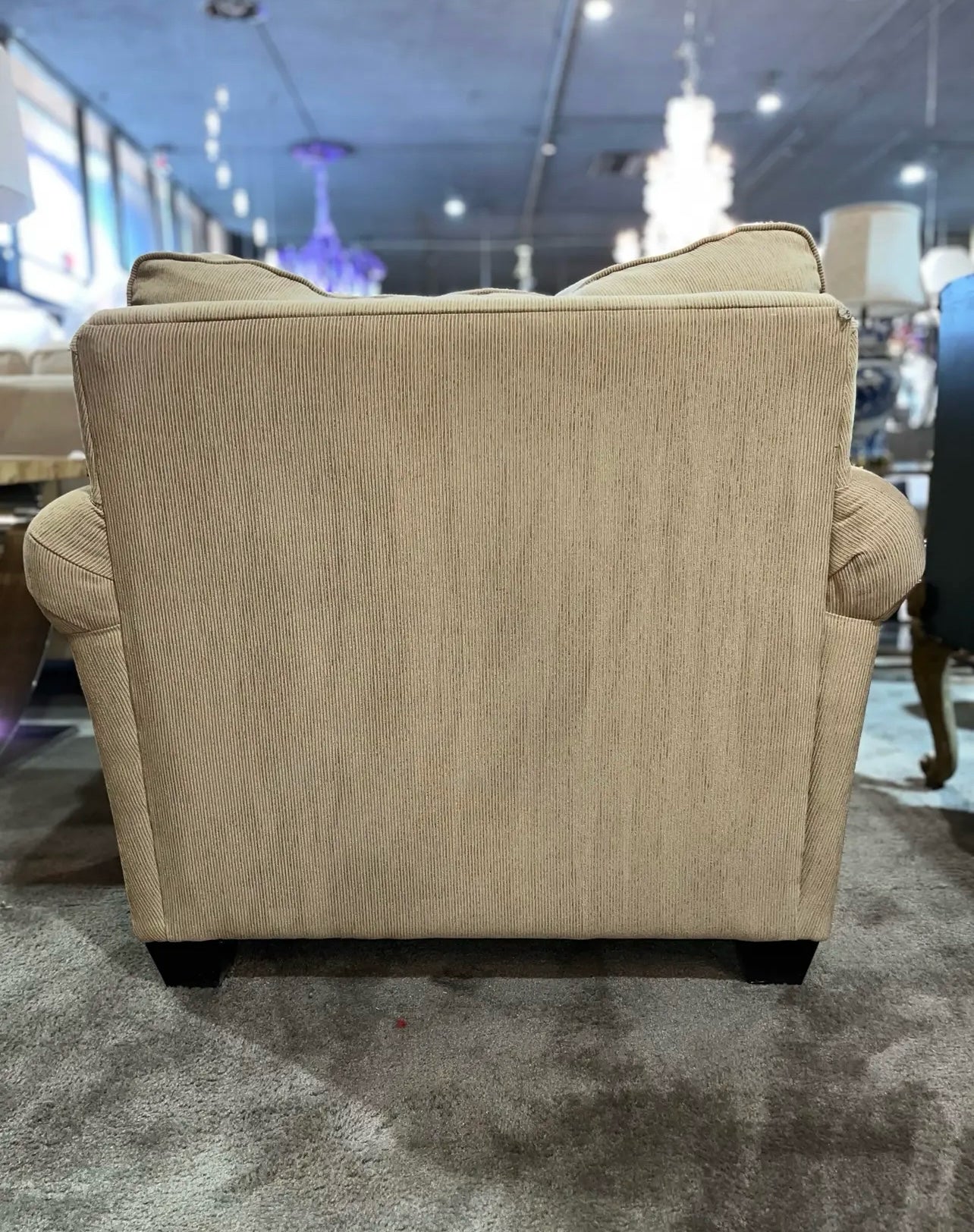 Bassett Tan Rolled Arm Fabric Club Chair