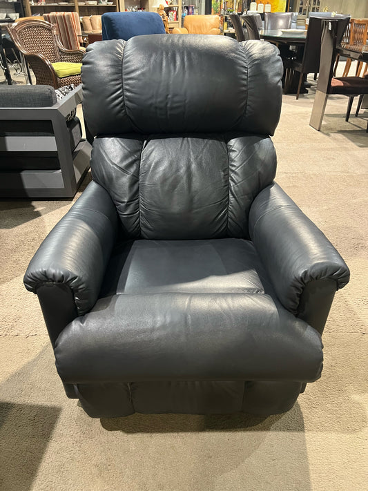 La-Z-Boy Black Leather & Wood Handle "Pinnacle" Manual Recliner