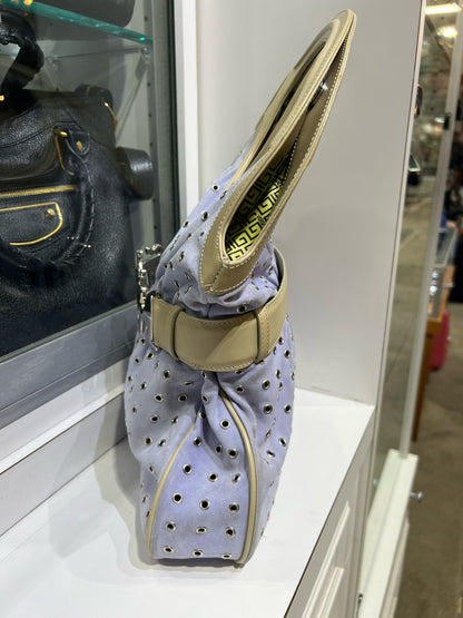 Versace Pale Blue Suede Satchel