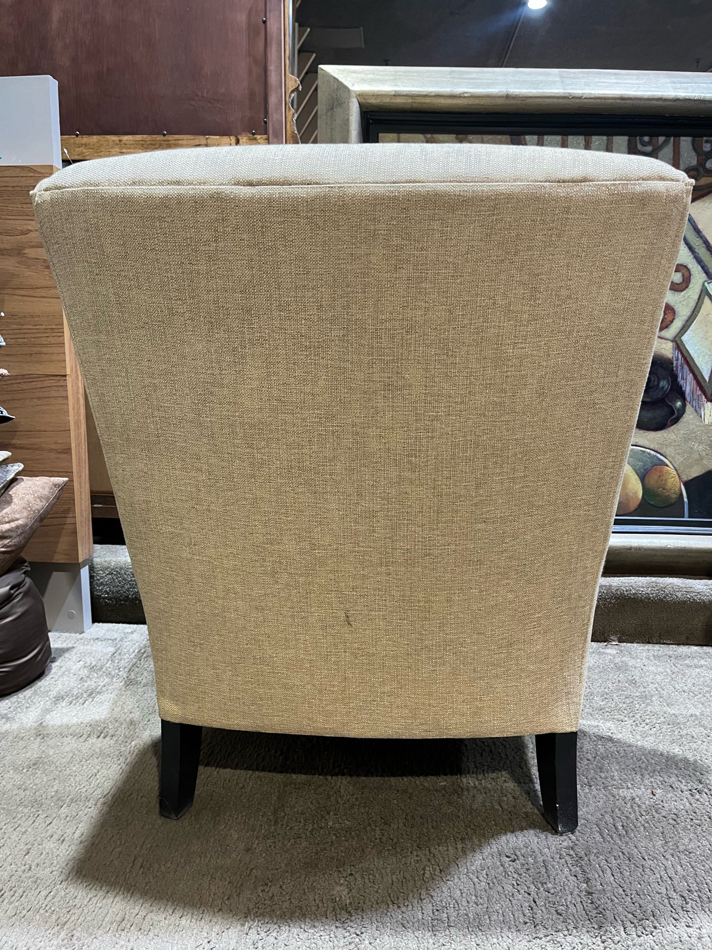 Tan Linen Slipper Chair