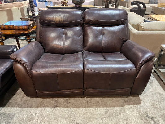Brown Electric Reclining Leather Loveseat