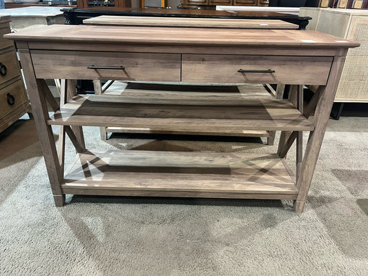 2 Drawer 2 Shelf Wood Console Table