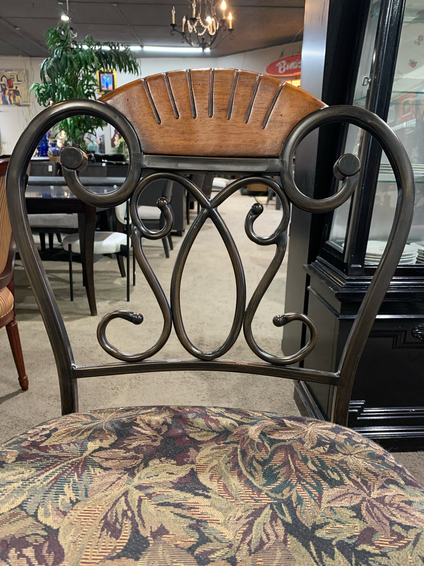 Metal Frame & Paisley Cushion Bar Stool