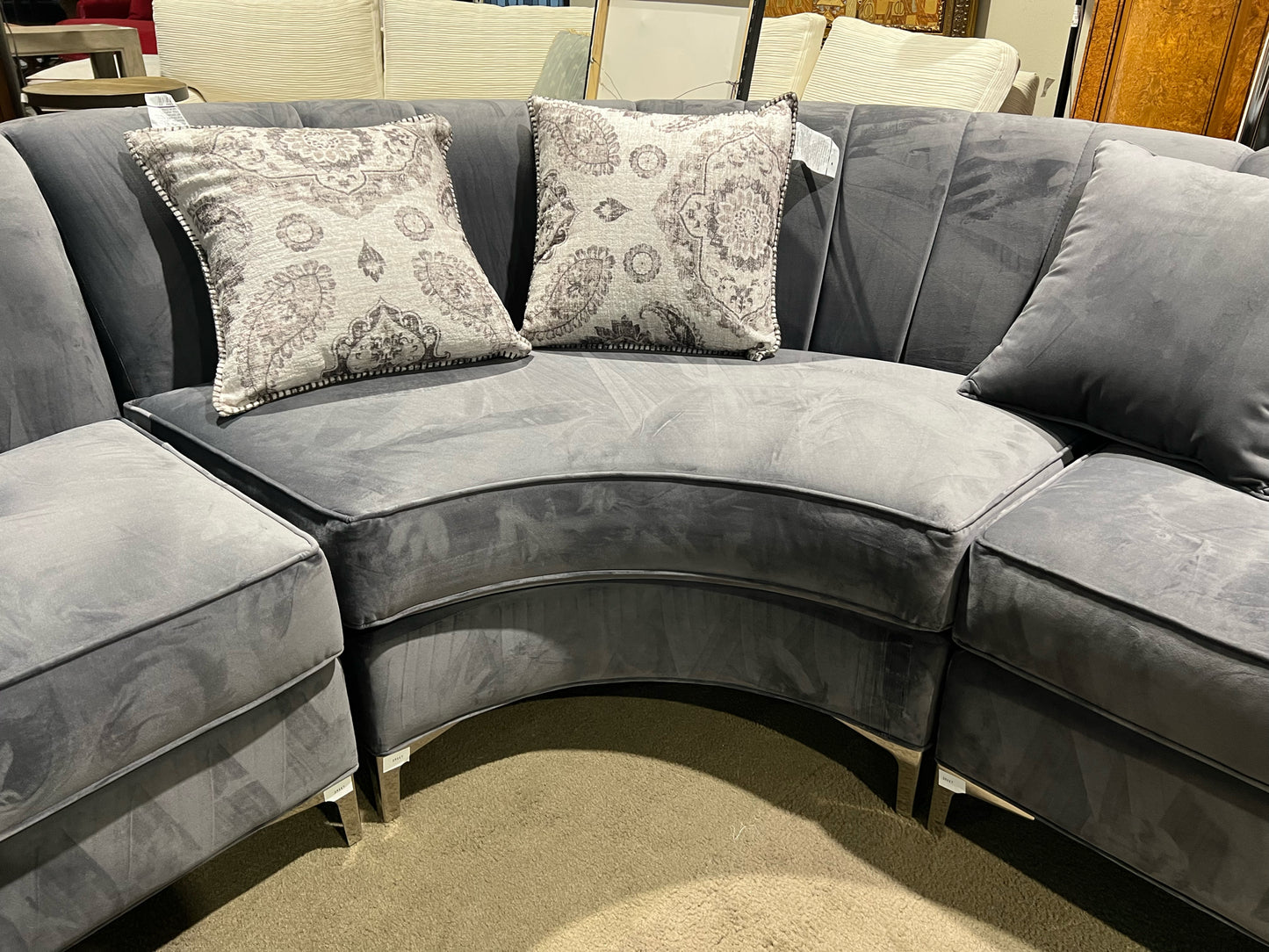 Channel Grey Sectional Tufted Fabric