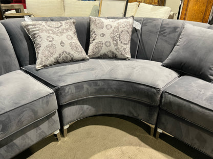 Channel Grey Sectional Tufted Fabric