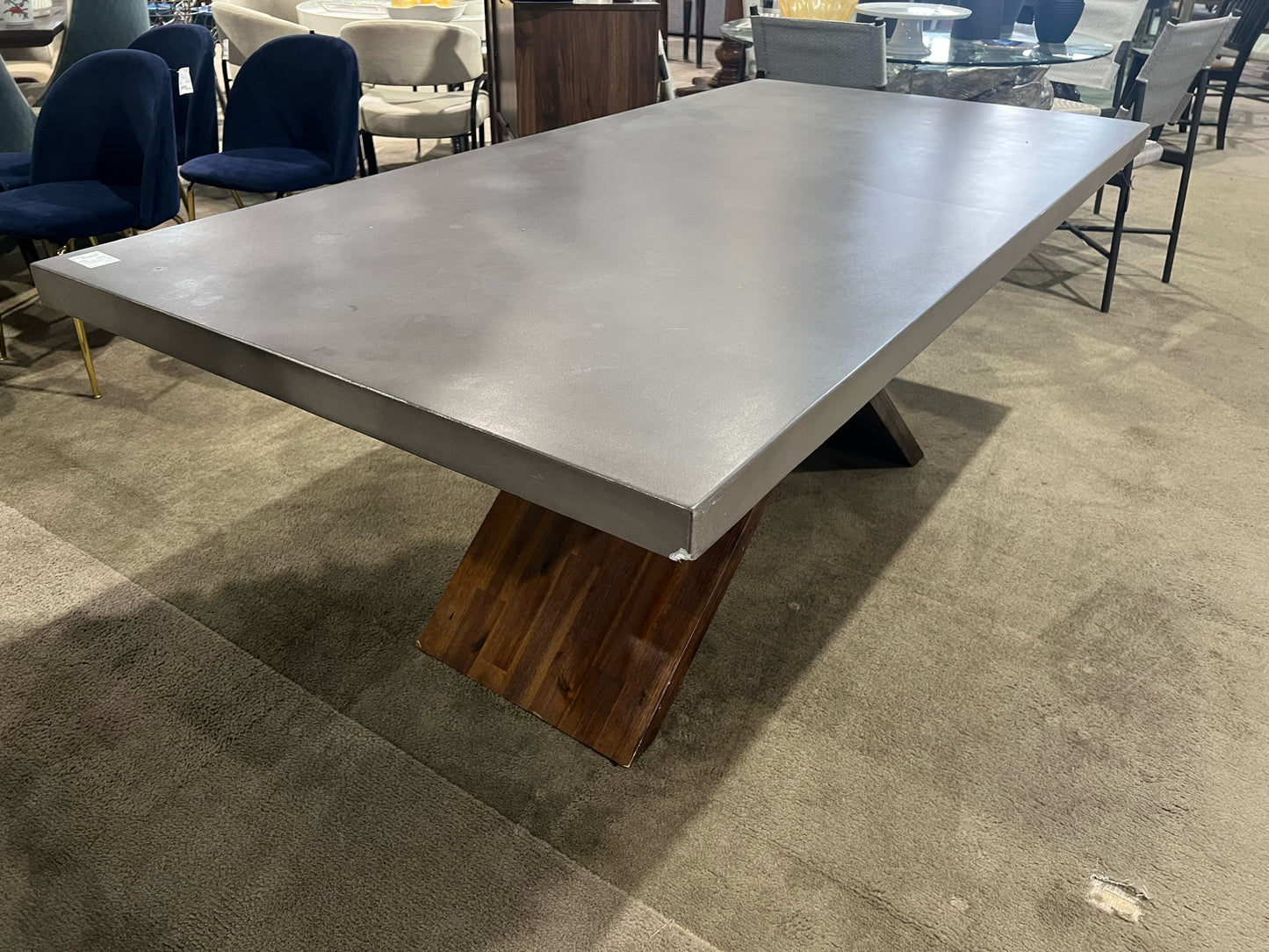AS IS SunPan Gray Concrete Top & Wood Base "Vixen" Dining Table