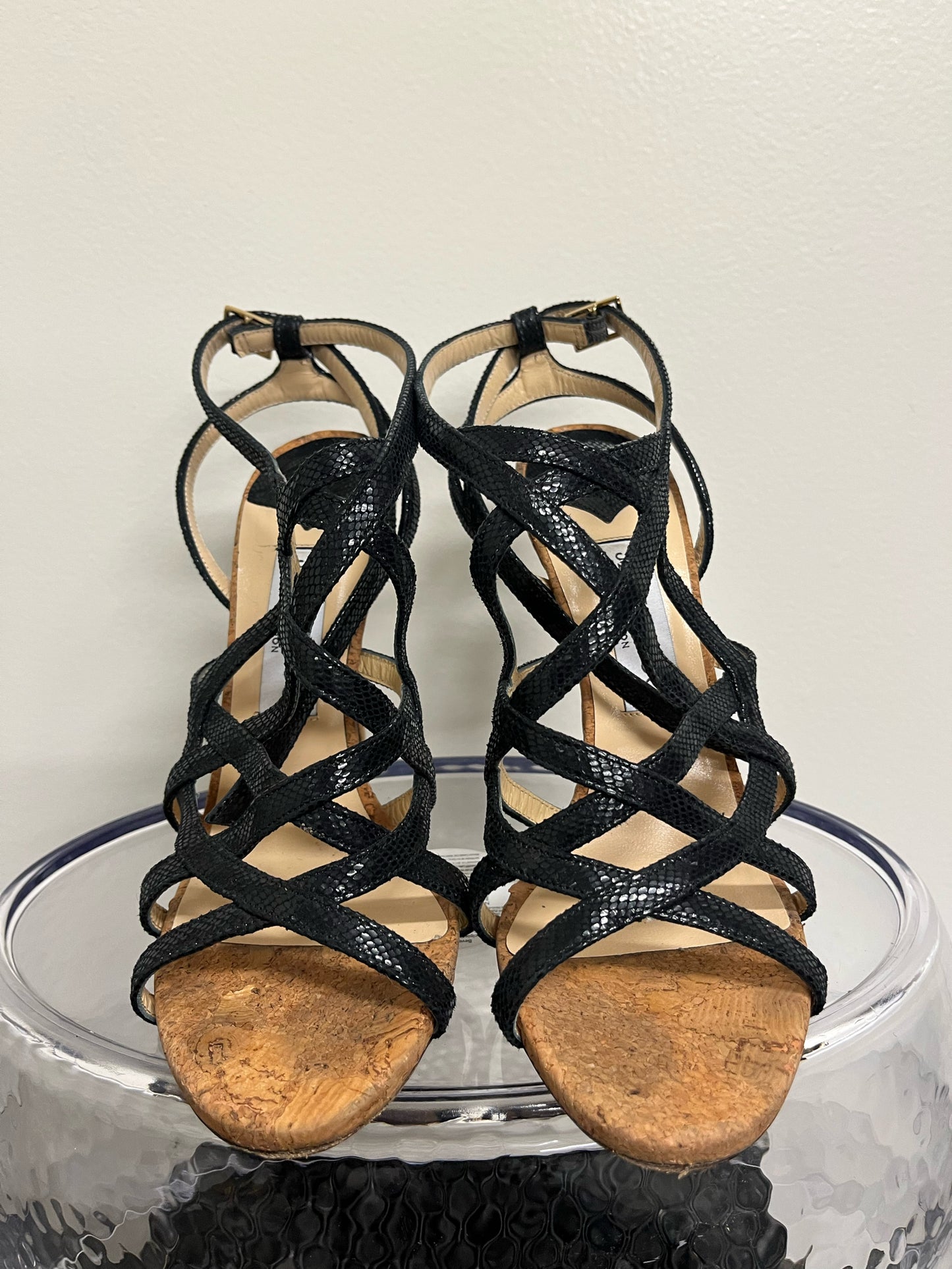 Jimmy Choo Black Strappy Cork-sole Sandals