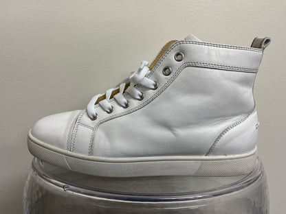 Christian Louboutin White Calf Leather High-Top Sneakers