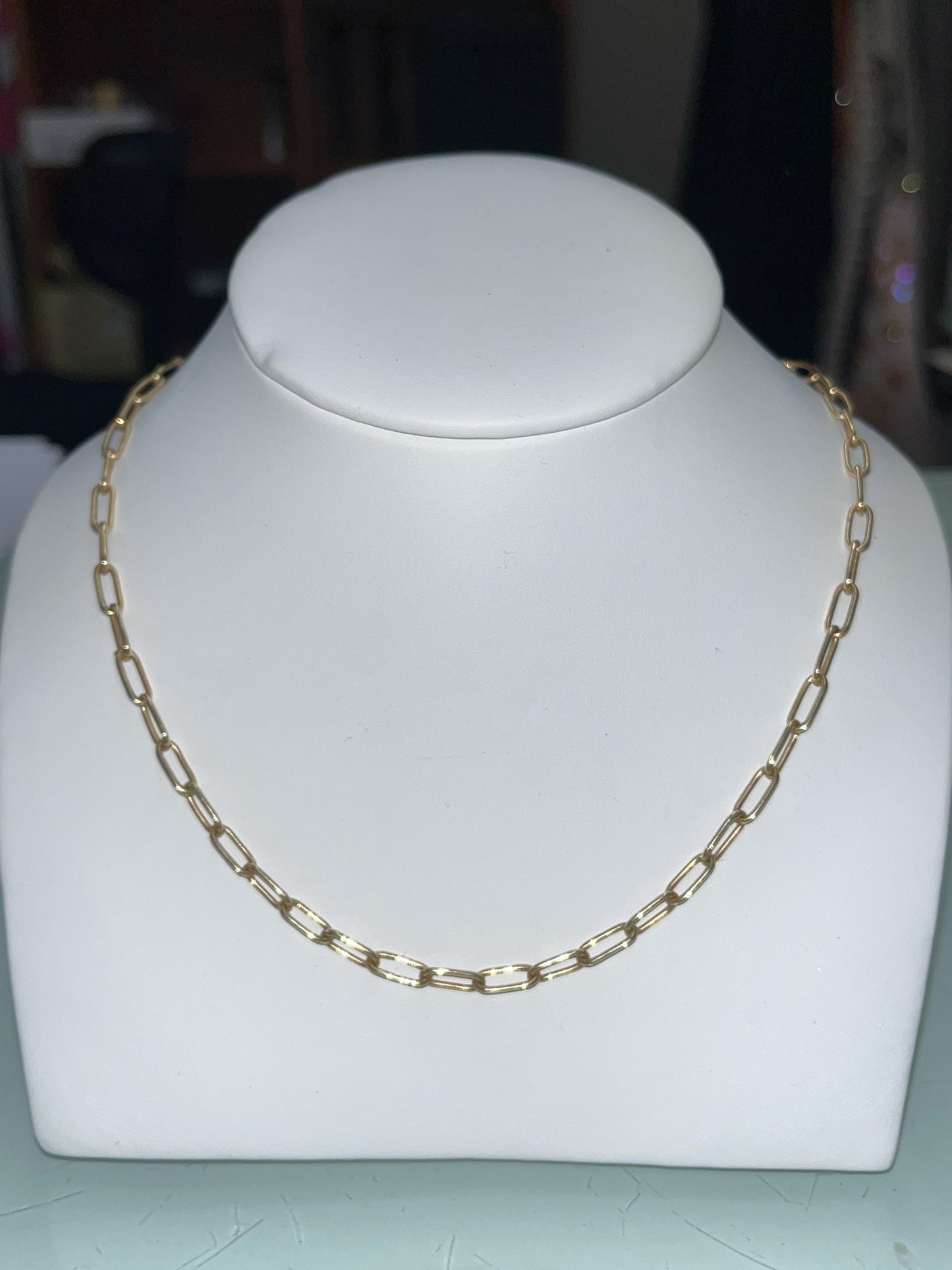 14K Yellow Gold 18" Paperclip Link Necklace