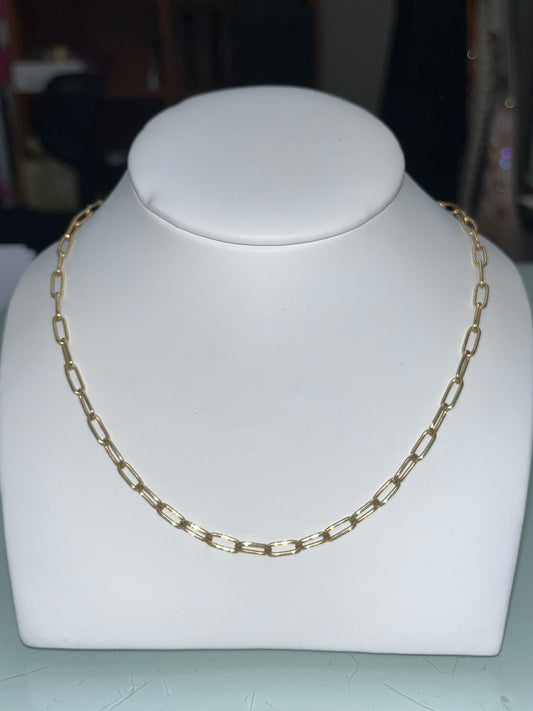 14K Yellow Gold 18" Paperclip Link Necklace