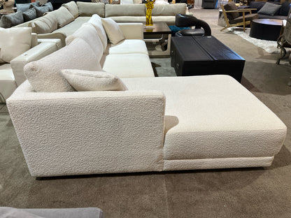 White Boucle Fabric Sectional Sofa Set