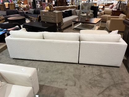 White Boucle Fabric Sectional Sofa Set