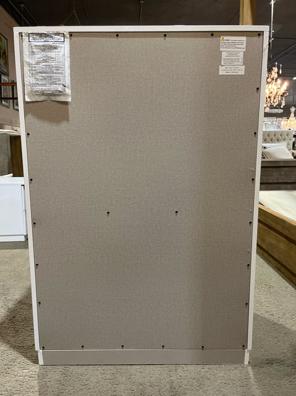 White Lacquered Wood & Smoke Mirror 6 Drawer Highboy Dresser