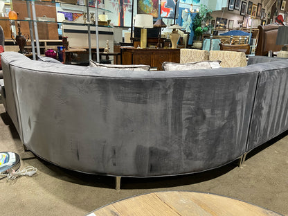 Channel Grey Sectional Tufted Fabric