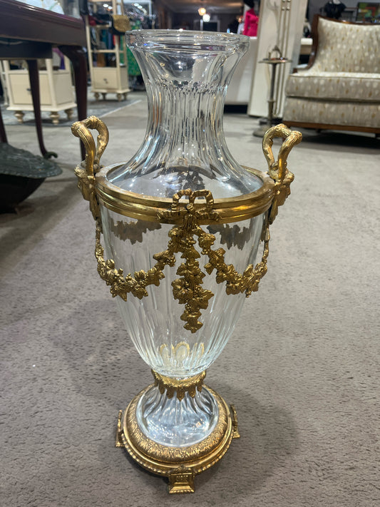 19th Century King Louis XVI Baccarat Crystal Vase With Ormolu Trim