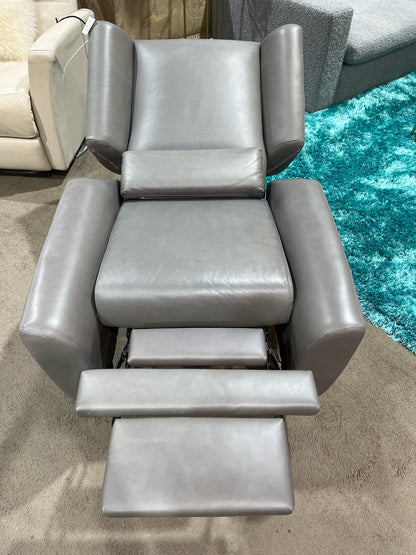 Restoration Hardware Gray Reclining "Luke" Swivel Chair