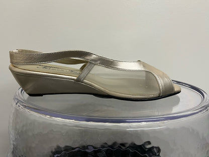 Norman Kaplan Vintage Gold Sling Back Shoes