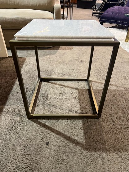 Alder & Tweed White Marble Top & Metal Frame "Beckett" Side Table