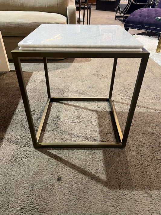 Alder & Tweed White Marble Top & Metal Frame "Beckett" Side Table