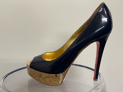 Ruthie Davis Navy Patent Cork Platform Heels