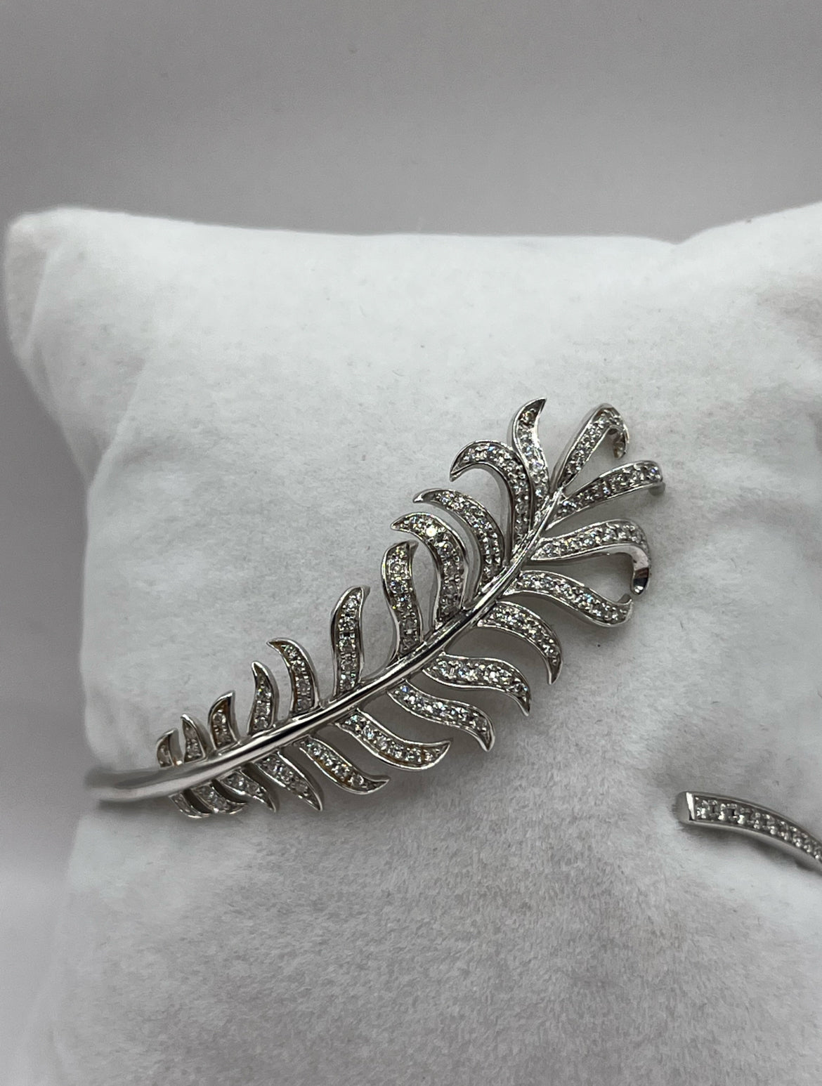 Chanel 18K White Gold & Diamond "Plume de Chanel" Bracelet