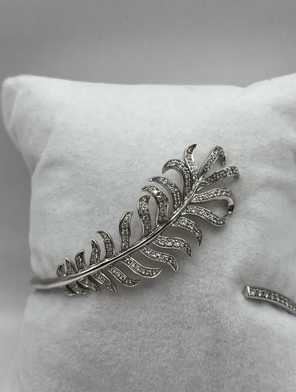 Chanel 18K White Gold & Diamond "Plume de Chanel" Bracelet