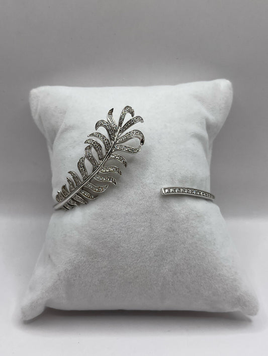 Chanel 18K White Gold & Diamond "Plume de Chanel" Bracelet