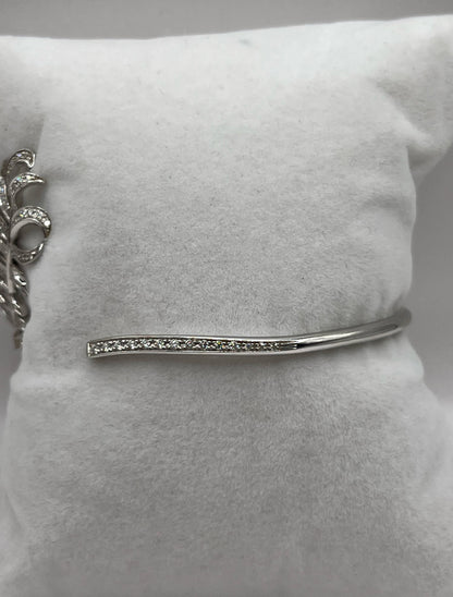 Chanel 18K White Gold & Diamond "Plume de Chanel" Bracelet