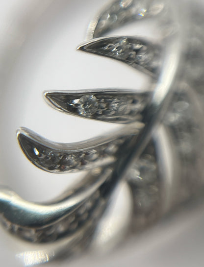 Chanel 18K White Gold & Diamond "Plume de Chanel" Ring