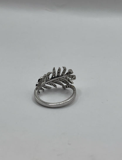 Chanel 18K White Gold & Diamond "Plume de Chanel" Ring