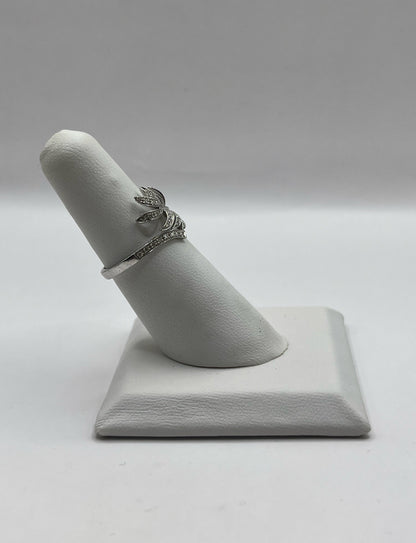 Chanel 18K White Gold & Diamond "Plume de Chanel" Ring